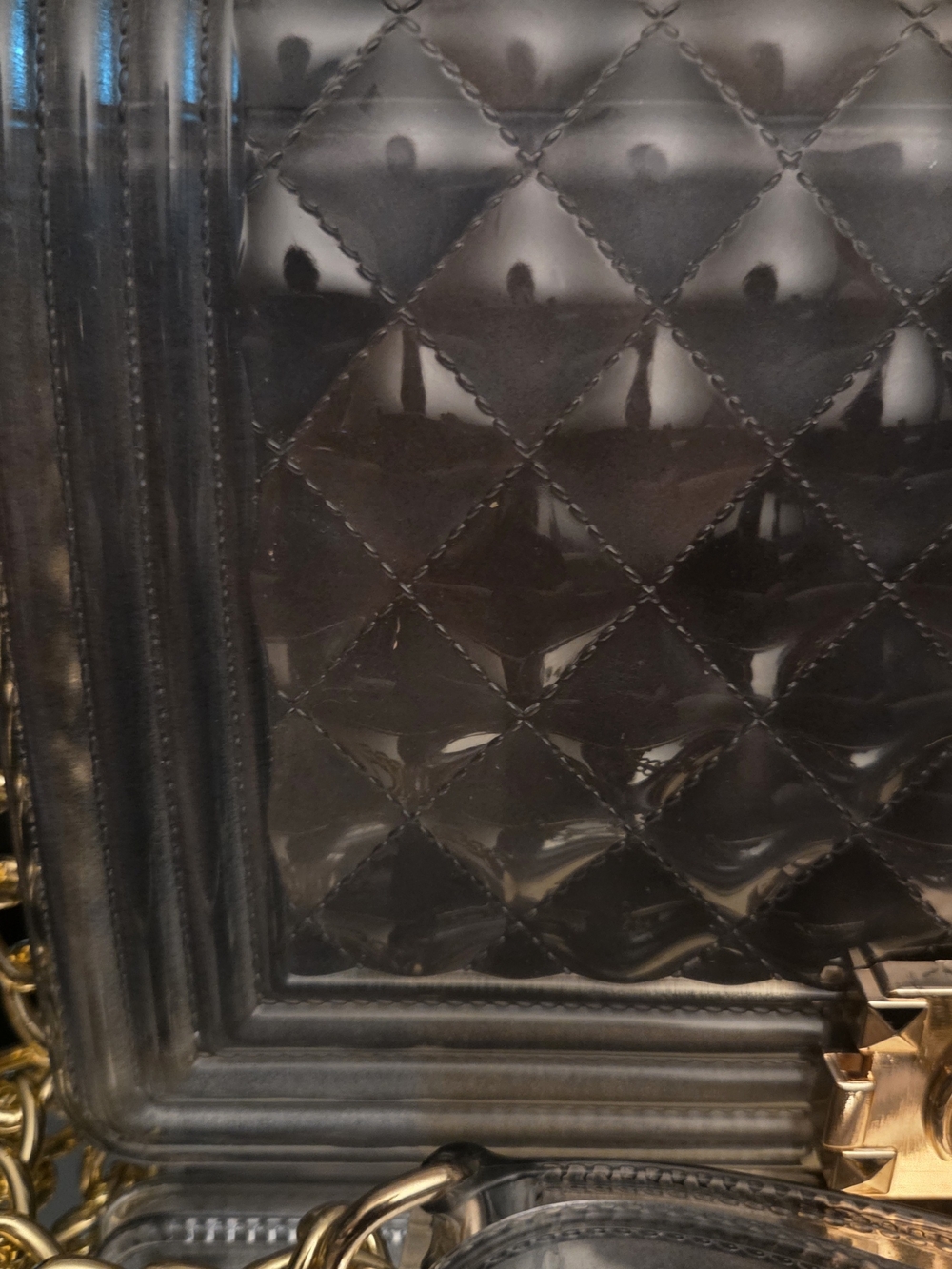 Smoky Transparent Quilted Jelly Chain Bag | Luxe Glam Statement Purse - Picture 15 of 17